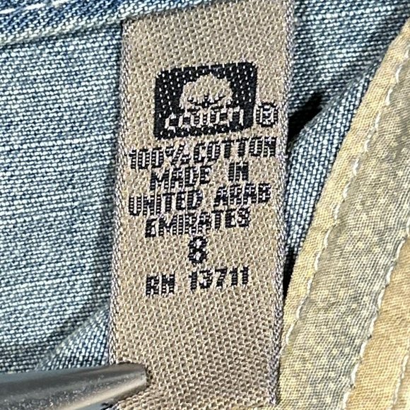 I.E. Relaxed Button‎ Fly Capri/Jeans Floral Stencil Hem Front/Back/Waist Size 8 - Picture 9 of 16